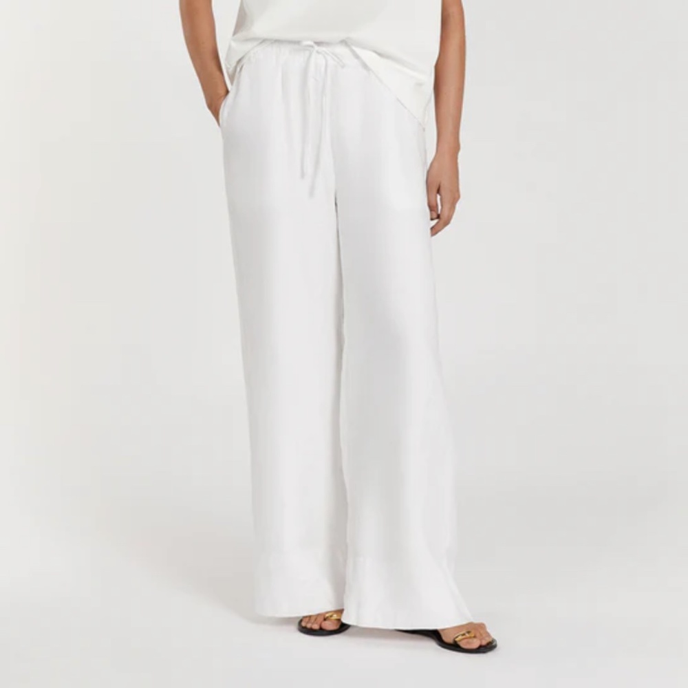 DISSH GINA WHITE LINEN ELASTIC WAIST PANT Size 2